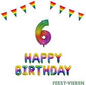 6 jaar Verjaardag Versiering Pakket Regenboog