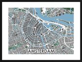 Amsterdam centrum - stadskaart | Inclusief strakke moderne lijst| stadsplattegrond | poster van de stad| 40x30cm