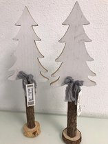 Houten decoratieve kerstboompjes set - twee stuks