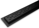 Dynamic Way douchegoot - 900 x 70 mm met flens zwart rvs