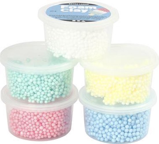 Creativ Company Foam Clay Extra Large, Diverse Kleuren, 25 gr, 5 Doosje