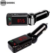 Wireless FM Transimtter - FM modulator en handfree car kit met 2 USB Charging poorten voor iPhone - Smasung - Sony - LG - HTC en Inclusief Aux Kabel Voor MP3 zwart - AUX 3.5mm Jack