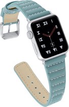 Geschikt voor Apple Watch bandje 38 / 40 / 41 mm - Series 1 2 3 4 5 6 7 8 SE - Smartwatch iWatch horloge band - 38mm 40mm 41mm - Fungus - PU Leer - Blauw - Stiksel