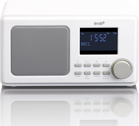 Lenco DAR-010WH - DAB radio AUX-ingang en alarm functie - Wit