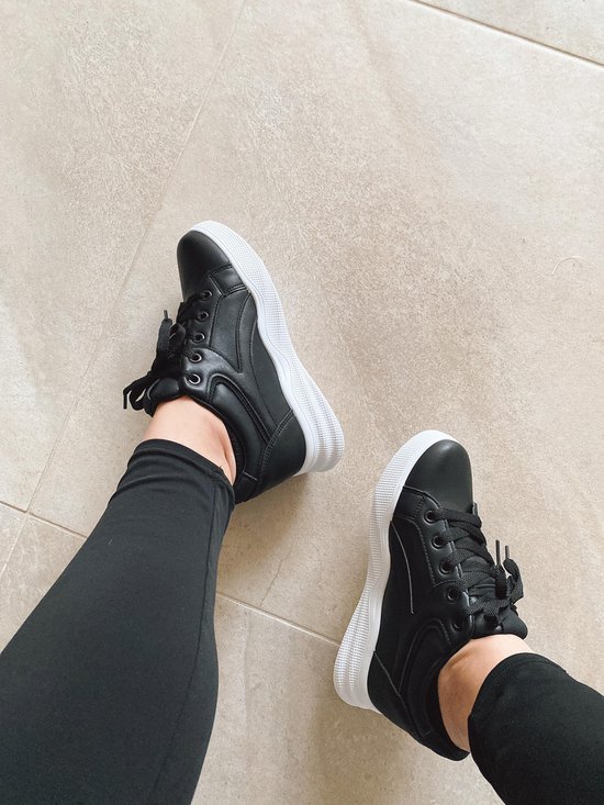 Shoekueen Dames Sportschoenen Sleehak Zwart 37 | bol.com