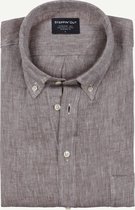 Steppin' Out Spring 2021  Linen Melange Button Down Mannen - Regular Fit - Linnen - Bruin (L)