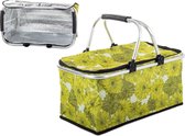 Picknickmand met koelvak - Koeltas - Strandtas - Picknickmand 2 personen - Picknickmand zonder inhoud - Picknickmand Bloemen - Groen - Picknickmand leeg - Picknickmand opvouwbaar