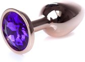 Power Escorts - Unieke Rose Goud kleuringe Plug - Anaal Plug - Buttplug Purple stone - Anal Plug met paarse steen - ideale formaat - 7 CM en lekkere Dia 2,7 cm - met makkelijke bew