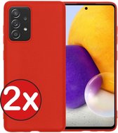 Samsung Galaxy A72 Hoesje Siliconen Case Cover - Samsung A72 Hoesje Cover Hoes Siliconen - Rood - 2 PACK