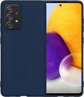 Samsung Galaxy A72 Hoesje Siliconen Case Cover - Samsung A72 Hoesje Cover Hoes Siliconen - Donker Blauw