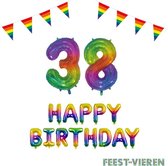 38 jaar Verjaardag Versiering Pakket Regenboog