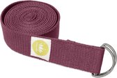 Yoga Riem Aubergine - 100% BIO katoen (KBA) - GOTS - voor betere rek - voor beginners en gevorderden - yogariem met metalen sluiting [250 x 3,8 cm] - yoga belt - yoga gordel - yoga