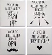 Papa + Mama + Opa + Oma - 4 Wenskaarten – 11 x 12 cm
