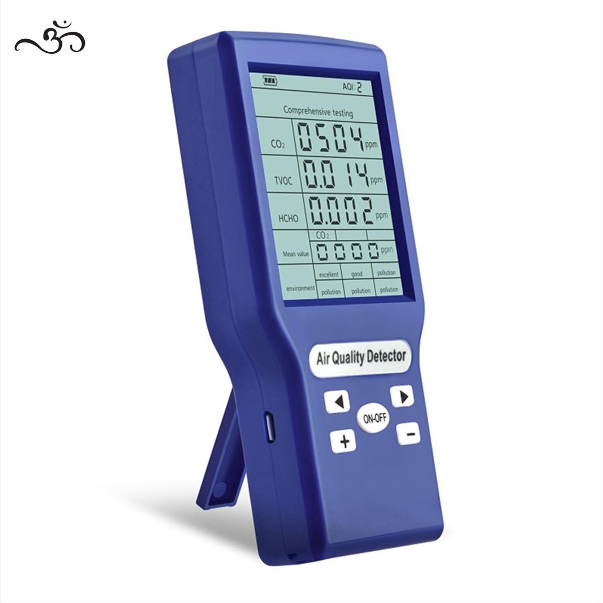 Caedentes Luchtkwaliteitsmeter – CO2 Meter – HCHO Meter – TVOC Meter – AQI Meter - Blauw - Caedentes
