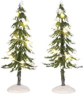 Luville - Snowy trees with warm white light 2 pieces battery operated - Kersthuisjes & Kerstdorpen