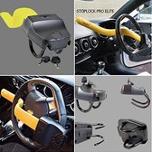 Stoplock Pro Elite Verrou de volant de voiture, dispositif de serrage de barre antivol, ajustement universel, sac avec 2 clés, Zwart/ jaune
