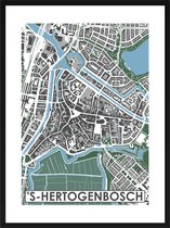 Den Bosch centrum - stadskaart | Inclusief strakke moderne lijst| stadsplattegrond | poster van de stad| 40x30cm