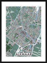 Alkmaar - stadskaart | Inclusief strakke moderne lijst| stadsplattegrond | poster van de stad| 40x30cm