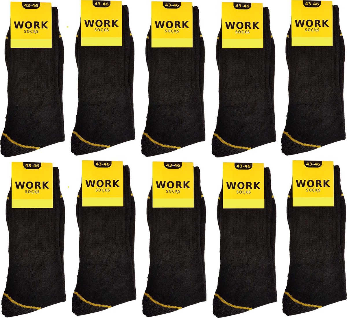 Work Werksokken - 10 paar - Zwart - Maat 43 - 46