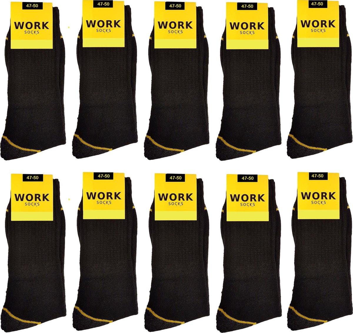 Work Werksokken - 10 paar - Zwart - Maat 47/50