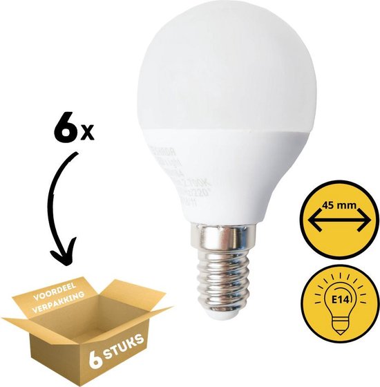 Proventa Longlife LED lamp - Peervorm - ⌀ 45 mm - Kleine E14 fitting - 6 x  G45 LED Lamp | bol.com