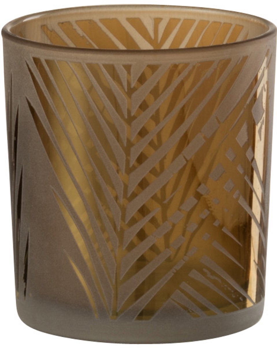 J-Line Theelichthouder Safari Glas Beige Small