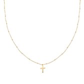 Ketting mini cross Goud - Gouden ketting - ketting met hanger - ketting met kruis