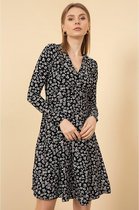 La Pèra Zomerjurk Trendy bloemetjes jurk zwart Dames - Maat XL