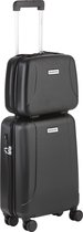 CarryOn Skyhopper Handbagage en Beautycase - 55cm TSA Trolley en Make-up koffer - Zwart