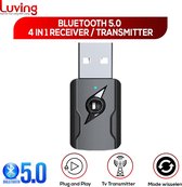 Luving™- M136 - 2 in 1 USB Bluetooth 5.0 Zender & Ontvanger - Draadloze Audio Adapter - Bluetooth Transmitter - Receiver - Bereik tot 10 Meter