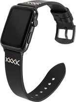 Geschikt voor Apple Watch bandje 38 / 40 / 41 mm - Series 1 2 3 4 5 6 7 8 SE - Smartwatch iWatch horloge band - 38mm 40mm 41mm - Fungus - PU Leer - Zwart - Vier kruis