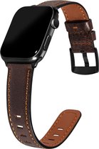 Geschikt voor Apple Watch bandje 42 / 44 / 45 mm - Series 1 2 3 4 5 6 7 SE - Smartwatch iWatch horloge band - 42mm 44mm 45mm - Fungus - PU Leer - Donkerbruin - Fashion