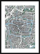 Leiden centrum - stadskaart | Inclusief strakke moderne lijst | stadsplattegrond | poster van de stad| 40x30cm