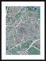 Leiden - stadskaart | Inclusief strakke moderne lijst | stadsplattegrond | poster van de stad| 40x30cm