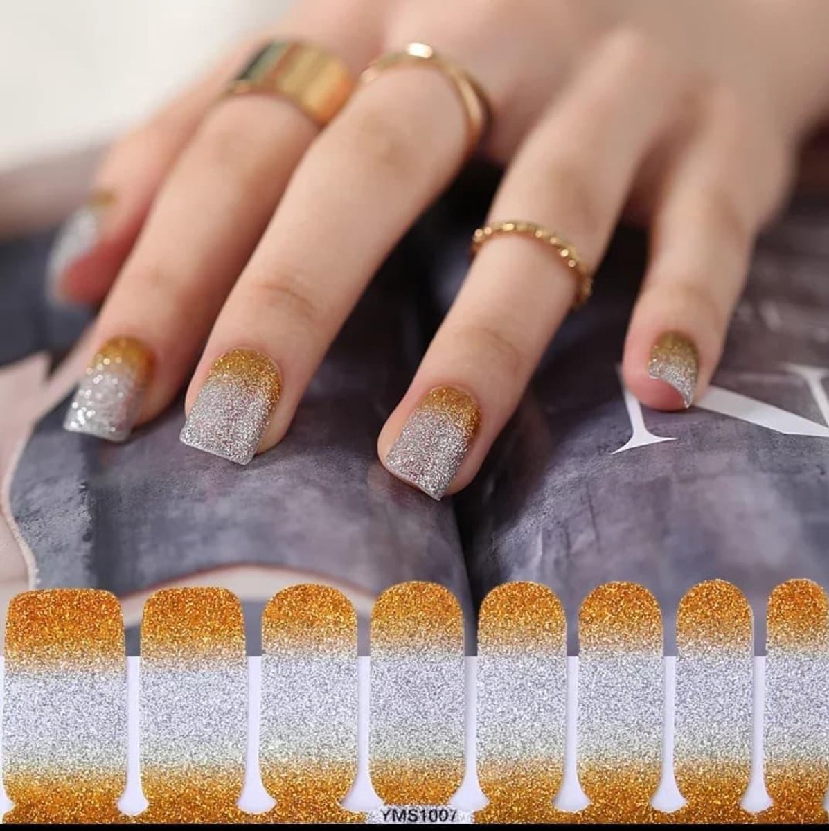 Goedkoopste Nagel art sticker nail art nagelsticker Goud zilver glitter