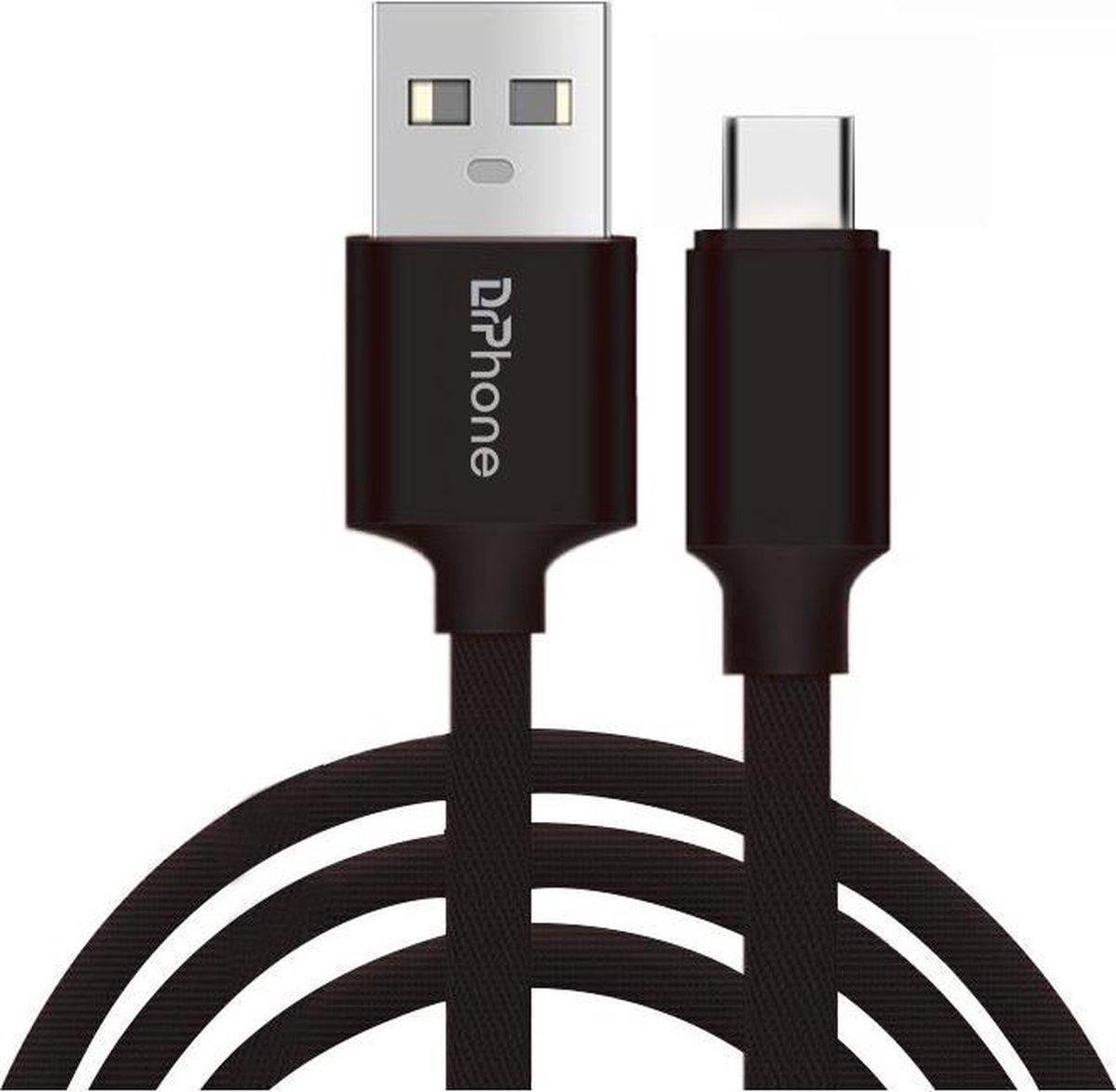 DrPhone HybridX - 3 Meter Kabel - Data + Opladen -Geschikt Voor Playstation 5 - USB Type C - Oplaadkabel – Zwart
