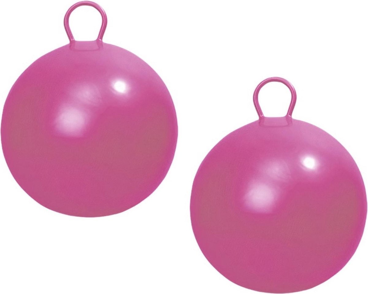 2x stuks roze skippybal 45 cm buitenspeelgoed voor kinderen - Geschikt voor 2-4 jaar - Kinderspeelgoed springballen