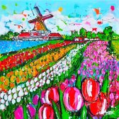 Schilderen op Nummer Set Volwassenen - 40 x 40 cm - Landschappen - Tulpenveld - Zonder frame