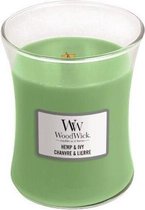 Woodwick Hourglass Medium Geurkaars - Hemp & Ivy