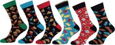 Grappige sokken - Funny socks - Sokken heren - Vaderdag kados - Cadeau voor man - Fastfood - Maat 40/46 - 6 paar