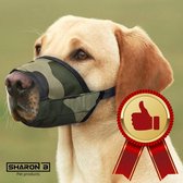 Sharon B - Muilkorf - Camouflage - maat L 18 cm Snuit omvang | 8,5 cm snuit lengte- muilband - 100% diervriendelijk - hondentraining - tegen agressie, bijten en blaffen - comfortabel - machin