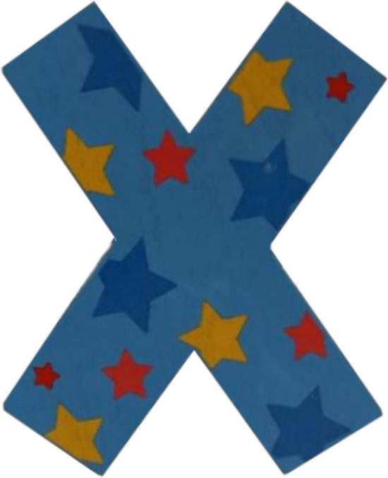 Decoratieletter - X - Hout - 7cm - Blauw