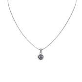 Silventi 932444046 Zilveren Collier - Met hanger - Parel - 6MM - Grijs - 42CM - Zilverkleurig - Rhodium