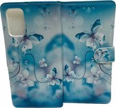 Samsung Galaxy S20 Blauw Print Portemonnee Kunstleer Luxe Wallet Case -TPU  hoesje met pasjes Flip Cover - Boek  beschermend Telefoonhoesje