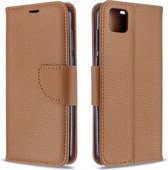 Voor Huawei Y5P / Honor 9S Litchi Texture Pure Color Horizontal Flip PU Leather Case met houder & kaartsleuven & Wallet & Lanyard (groen)