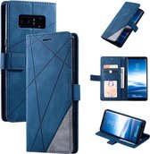 Voor Samsung Galaxy Note 8 Skin Feel Splicing Horizontale flip lederen tas met houder & kaartsleuven & portemonnee & fotolijst (blauw)