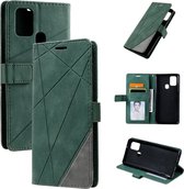 Voor Samsung Galaxy A21s Skin Feel Splicing Horizontale Flip lederen tas met houder & kaartsleuven & portemonnee & fotolijst (groen)