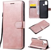 Voor Huawei Honor 9A Effen Kleur Horizontale Flip Beschermende Leren Case met Houder & Kaartsleuven & Portemonnee & Lanyard (Rose Goud)