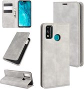 Voor Huawei Honor 9X lite Retro-skin Business magnetische zuignap lederen tas met houder & kaartsleuven & portemonnee (grijs)