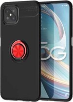 Voor OPPO A92s metalen ringhouder 360 graden roterende TPU-hoes (zwart + rood)